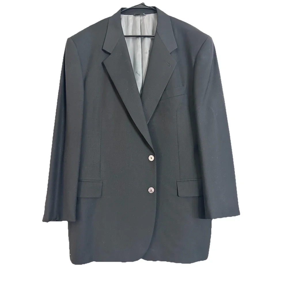 Zanella Men's Black Wool Blazer 46R Sport Coat Italy Made Two Button Wow🤩